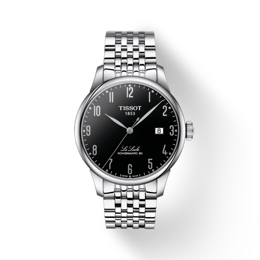 Tissot Le Locle Powermatic 80 Black Dial Silver Steel Strap Watch For Men - T006.407.11.052.00