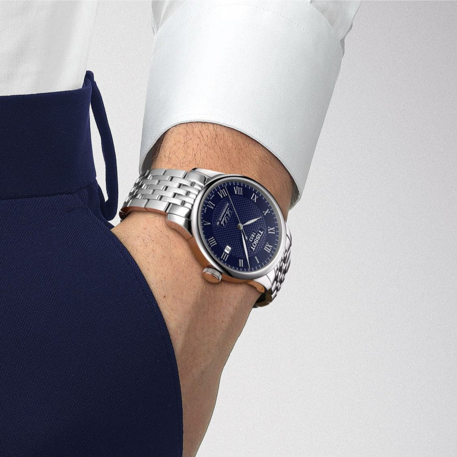 Tissot Le Locle Powermatic 80 Blue Dial Silver Steel Strap Watch For Men - T006.407.11.043.00