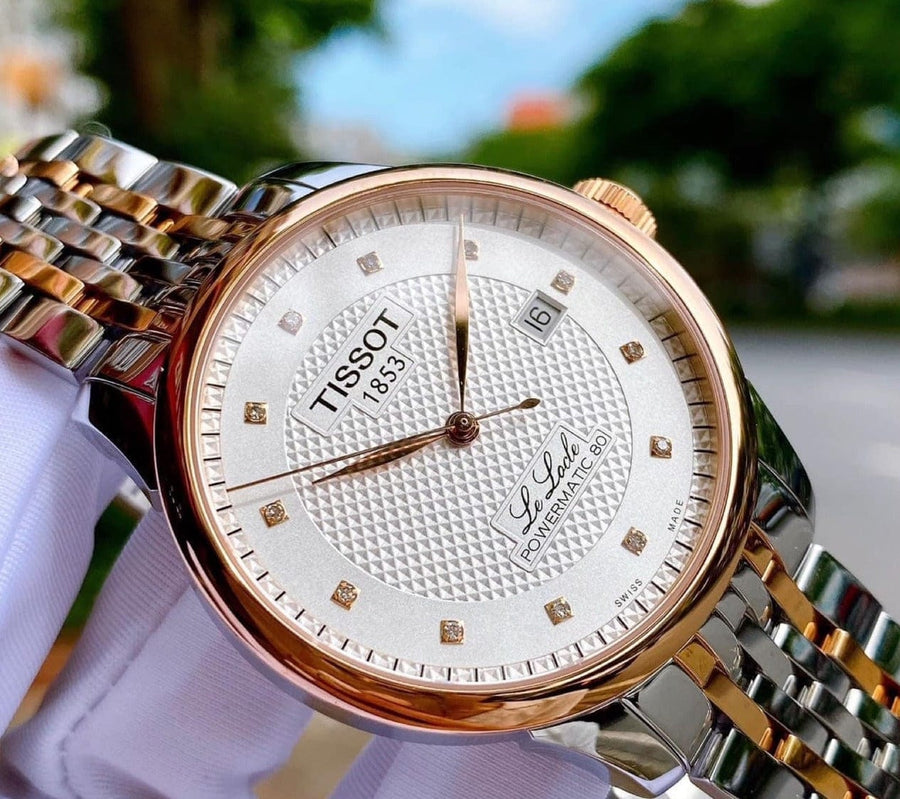 Tissot Le Locle Powermatic 80 Diamonds Silver Dial Two Tone Steel Strap Watch For Men - T006.407.22.036.01