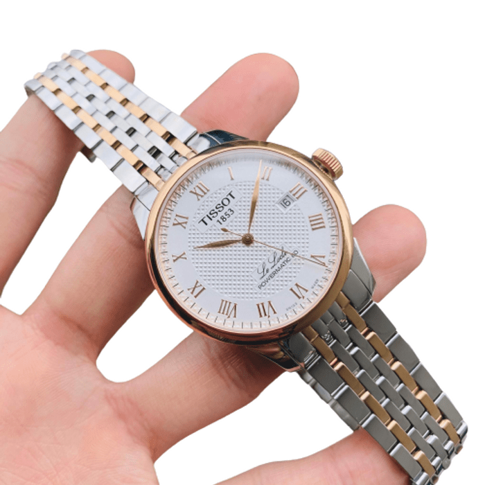 Tissot Le Locle Powermatic 80 Diamonds Silver Dial Two Tone Steel Strap Watch For Men - T006.407.22.036.01