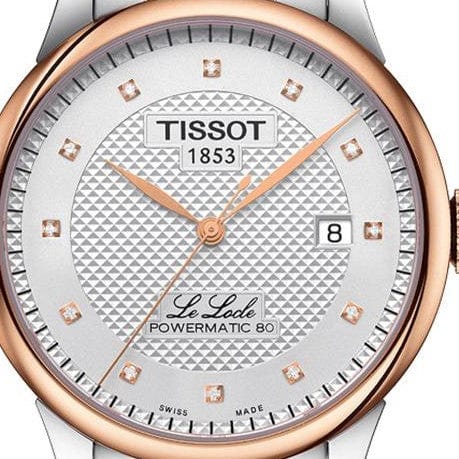 Tissot Le Locle Powermatic 80 Diamonds Silver Dial Two Tone Steel Strap Watch For Men - T006.407.22.036.01