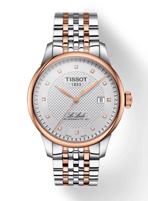 Tissot Le Locle Powermatic 80 Diamonds Silver Dial Two Tone Steel Strap Watch For Men - T006.407.22.036.01