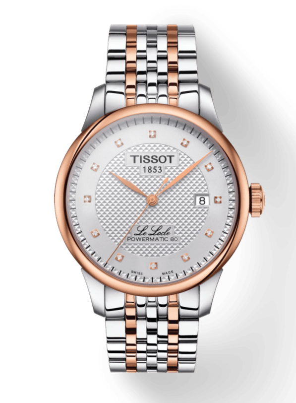 Tissot Le Locle Powermatic 80 Diamonds Silver Dial Two Tone Steel Strap Watch For Men - T006.407.22.036.01