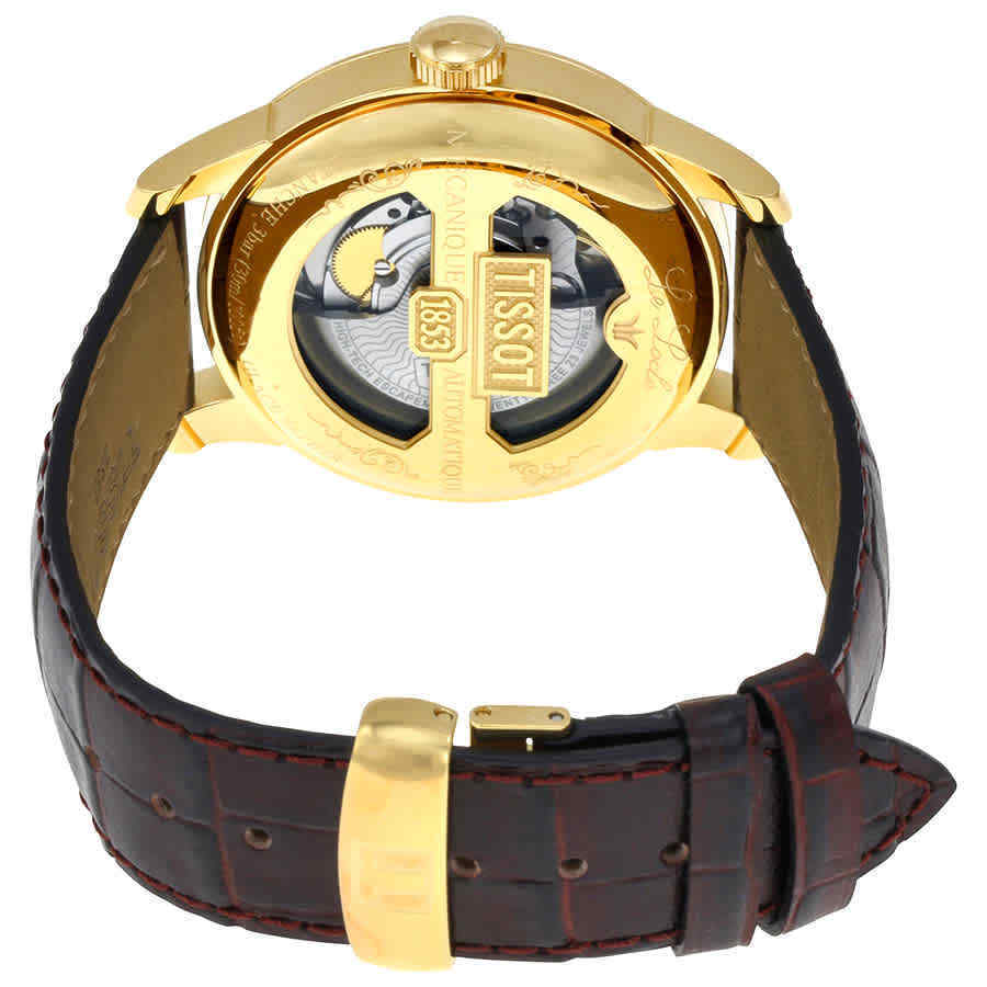 Tissot Le Locle Powermatic 80 Gold Dial Brown Leather Strap Watch For Men - T006.407.36.263.00