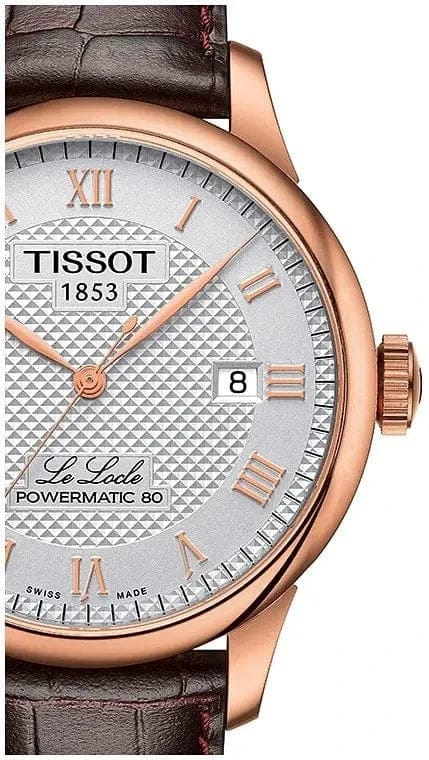 Tissot Le Locle Powermatic 80 Silver Dial Brown Leather Strap Watch For Men - T006.407.36.033.00