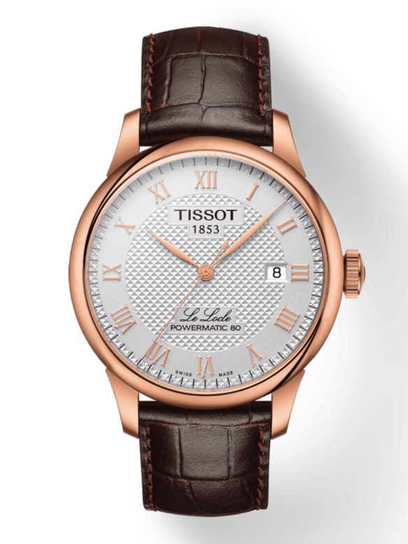Tissot Le Locle Powermatic 80 Silver Dial Brown Leather Strap Watch For Men - T006.407.36.033.00