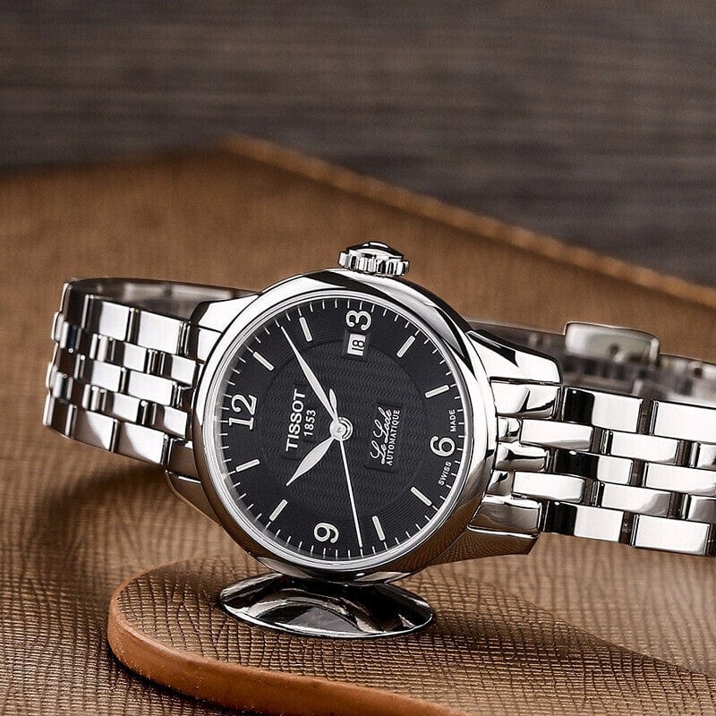 Tissot Le Locle Small Automatic Black Dial Silver Steel Strap Watch For Women - T41.1.183.54