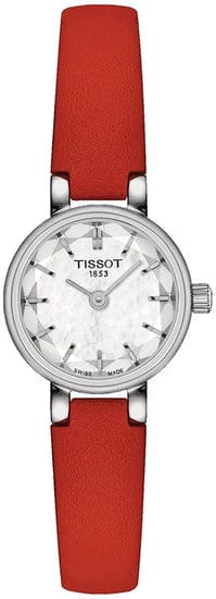 Tissot Lovely Round Mother of Pearl Dial Red Leather Strap Watch for Women - T140.009.16.111.00
