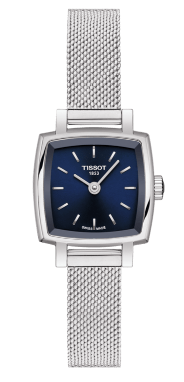 Tissot Lovely Square Blue Dial Silver Mesh Bracelet Watch For Women - T058.109.11.041.00