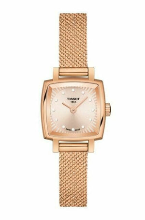Tissot Lovely Square Lady Quartz Rose Gold Dial Rose Gold Mesh Bracelet Watch For Women - T058.109.33.456.00