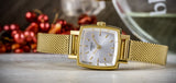 Tissot Lovely Square Silver Dial Gold Mesh Bracelet Watch For Women - T058.109.33.031.00