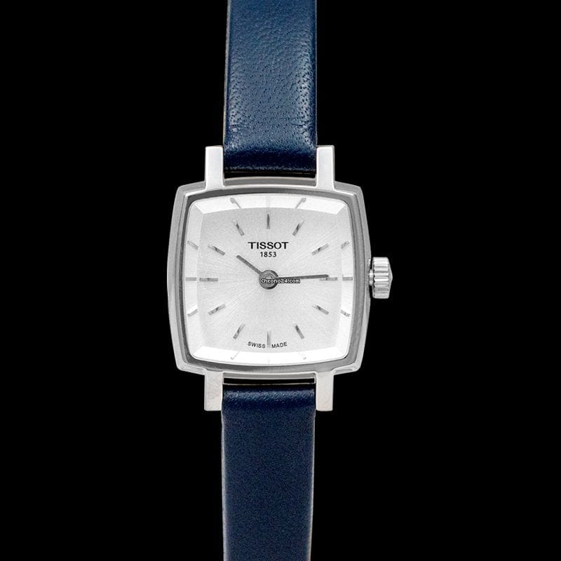 Tissot Lovely Square Silver Dial Blue Leather Strap Watch For Women - T058.109.16.031.00