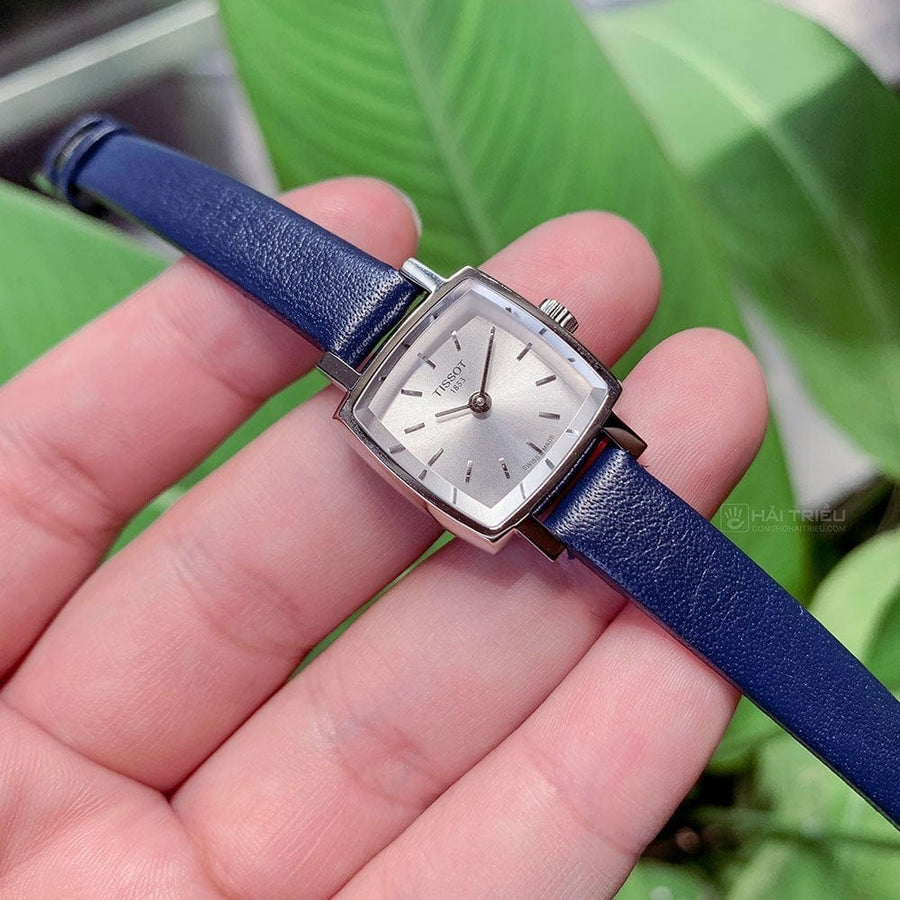 Tissot Lovely Square Silver Dial Blue Leather Strap Watch For Women - T058.109.16.031.00