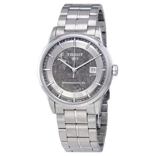 Tissot Luxury Powermatic 80 Anthracite Grey Dial Silver Steel Strap Watch For Men - T086.407.11.061.10