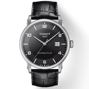 Tissot Luxury Powermatic 80 Black Dial Black Leather Strap Watch For Men - T086.407.16.057.00