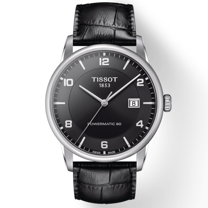 Tissot Luxury Powermatic 80 Black Dial Black Leather Strap Watch For Men - T086.407.16.057.00