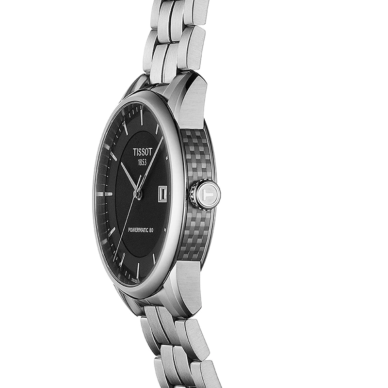 Tissot Luxury Powermatic 80 Black Dial Silver Steel Strap Watch For Men - T086.407.11.051.00