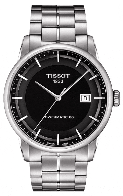 Tissot Luxury Powermatic 80 Black Dial Silver Steel Strap Watch For Men - T086.407.11.051.00