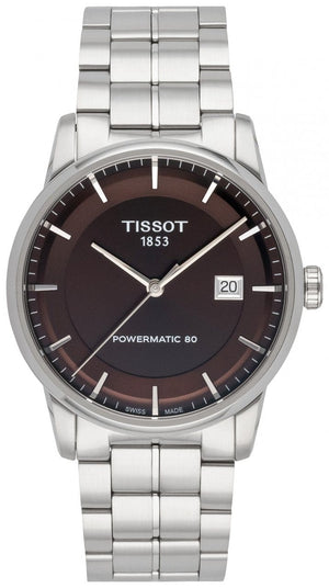 Tissot Luxury Powermatic 80 Brown Dial Silver Steel Strap Watch For Men - T086.407.11.291.00