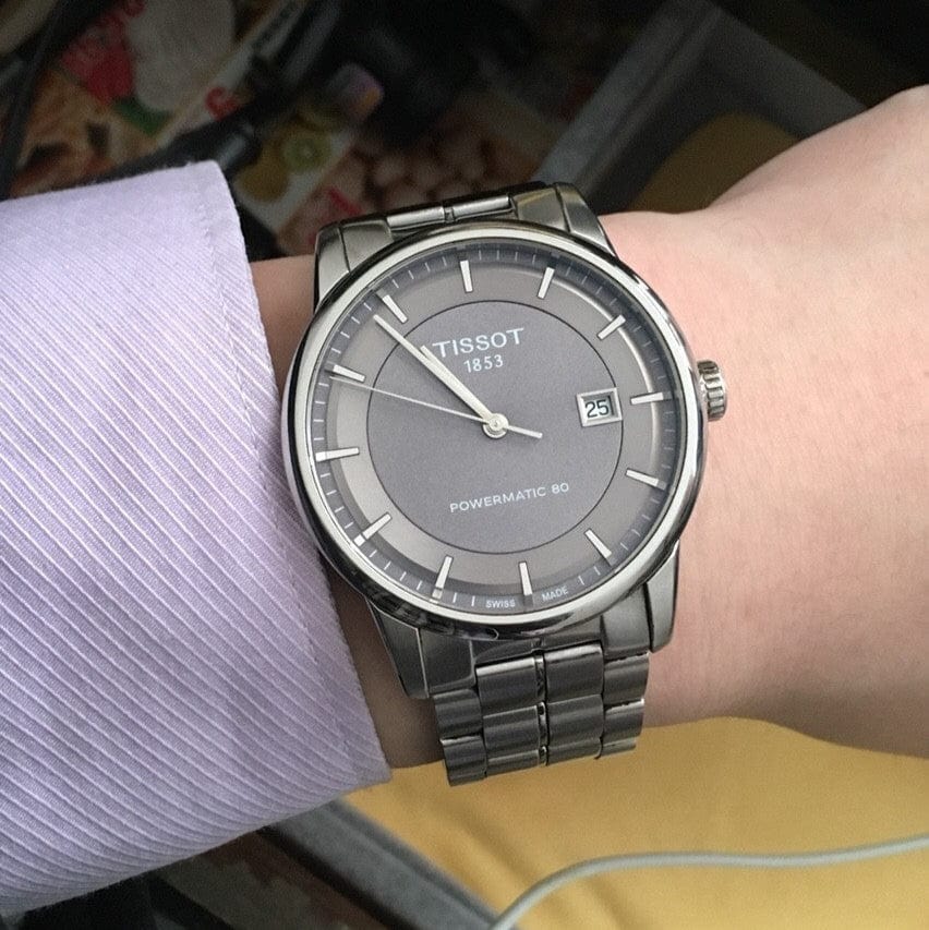 Tissot Luxury Powermatic 80 Grey Dial Silver Steel Strap Watch for Men - T086.407.11.061.00