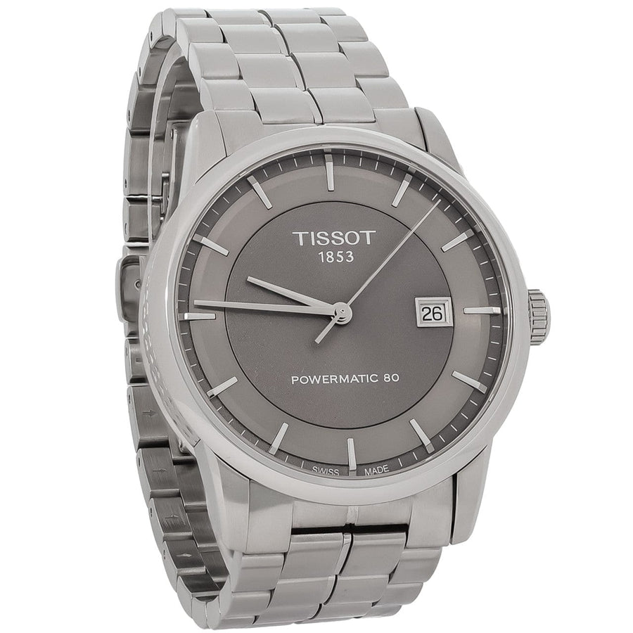 Tissot Luxury Powermatic 80 Grey Dial Silver Steel Strap Watch for Men - T086.407.11.061.00
