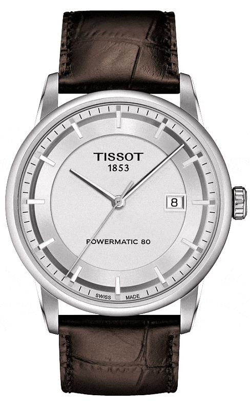 Tissot Luxury Powermatic 80 Silver Dial Brown Leather Strap Watch For Men - T086.407.16.031.00