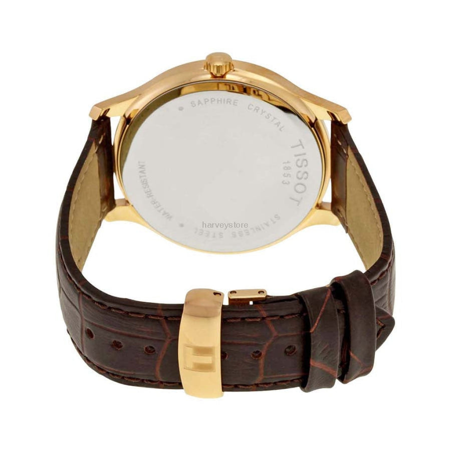 Tissot T Classic Tradition Silver Dial Brown Leather Strap Watch For Men - T063.610.36.038.00