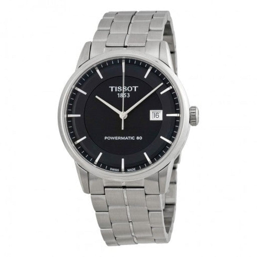 Tissot Luxury Powermatic 80 Black Dial Silver Steel Strap Watch For Men - T086.407.11.051.00