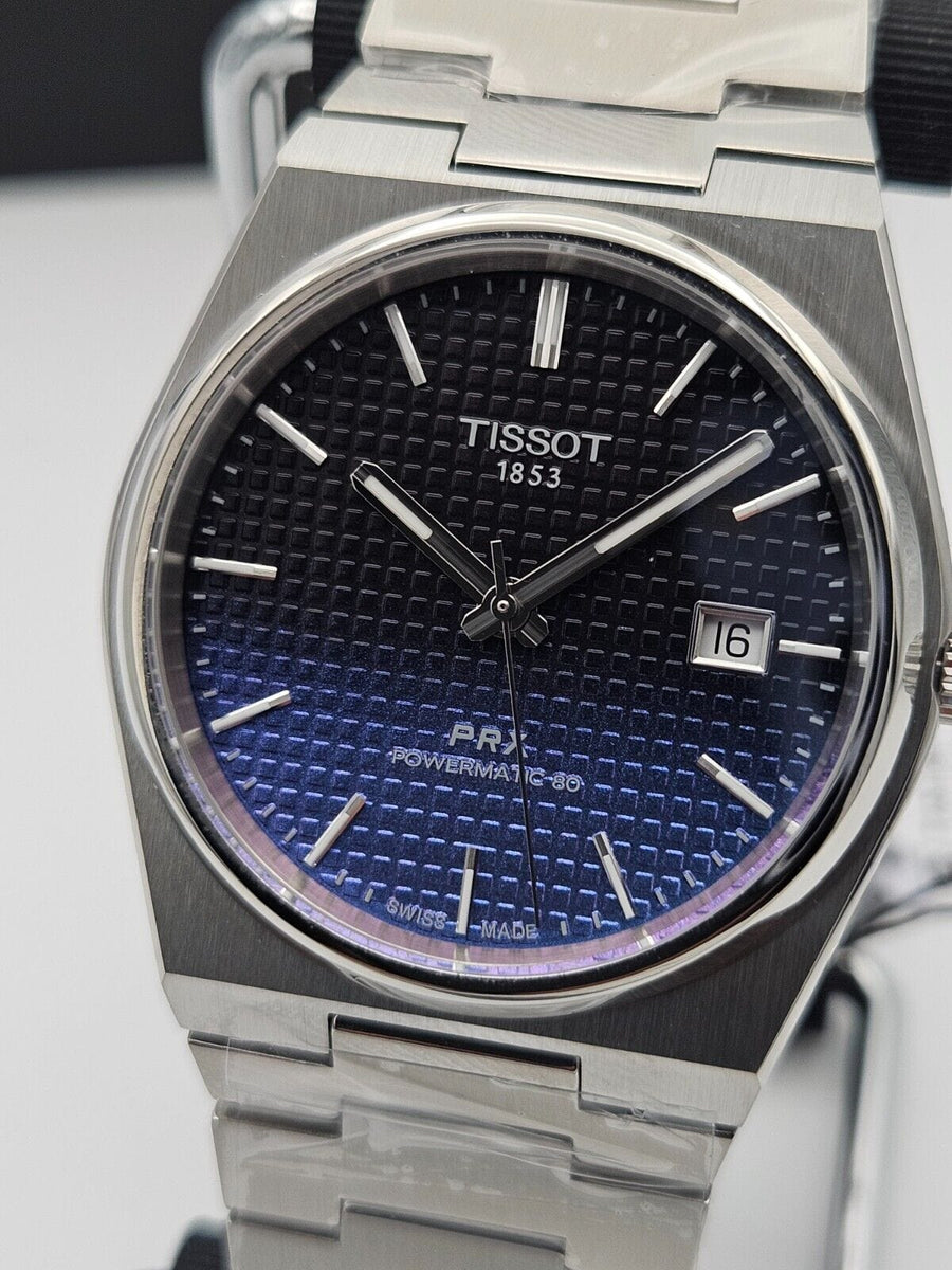 Tissot Powermatic 80 Automatic Gradient Blue Dial Silver Steel Strap Watch for Men - T137.407.11.051.01