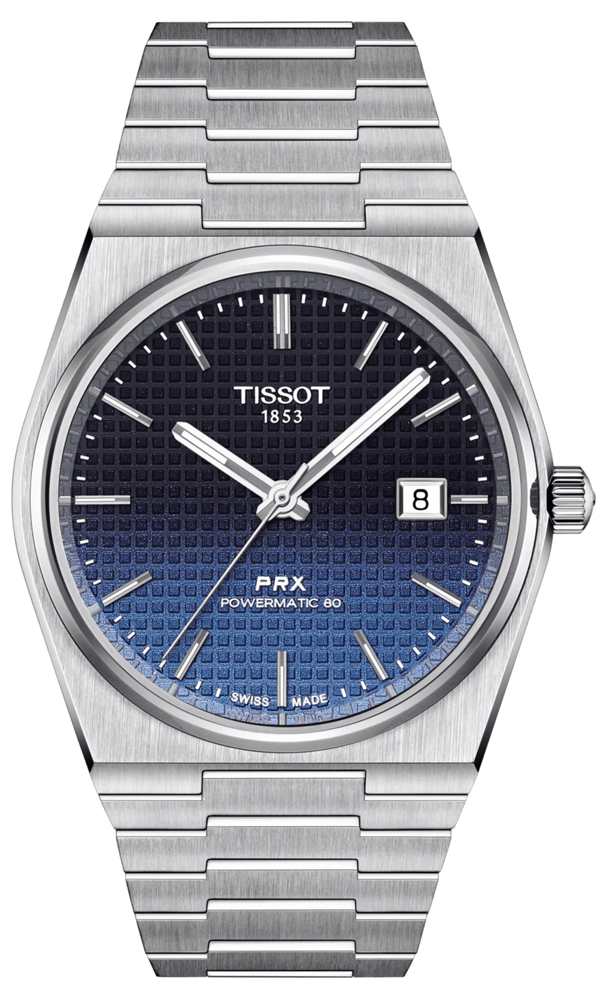 Tissot Powermatic 80 Automatic Gradient Blue Dial Silver Steel Strap Watch for Men - T137.407.11.051.01
