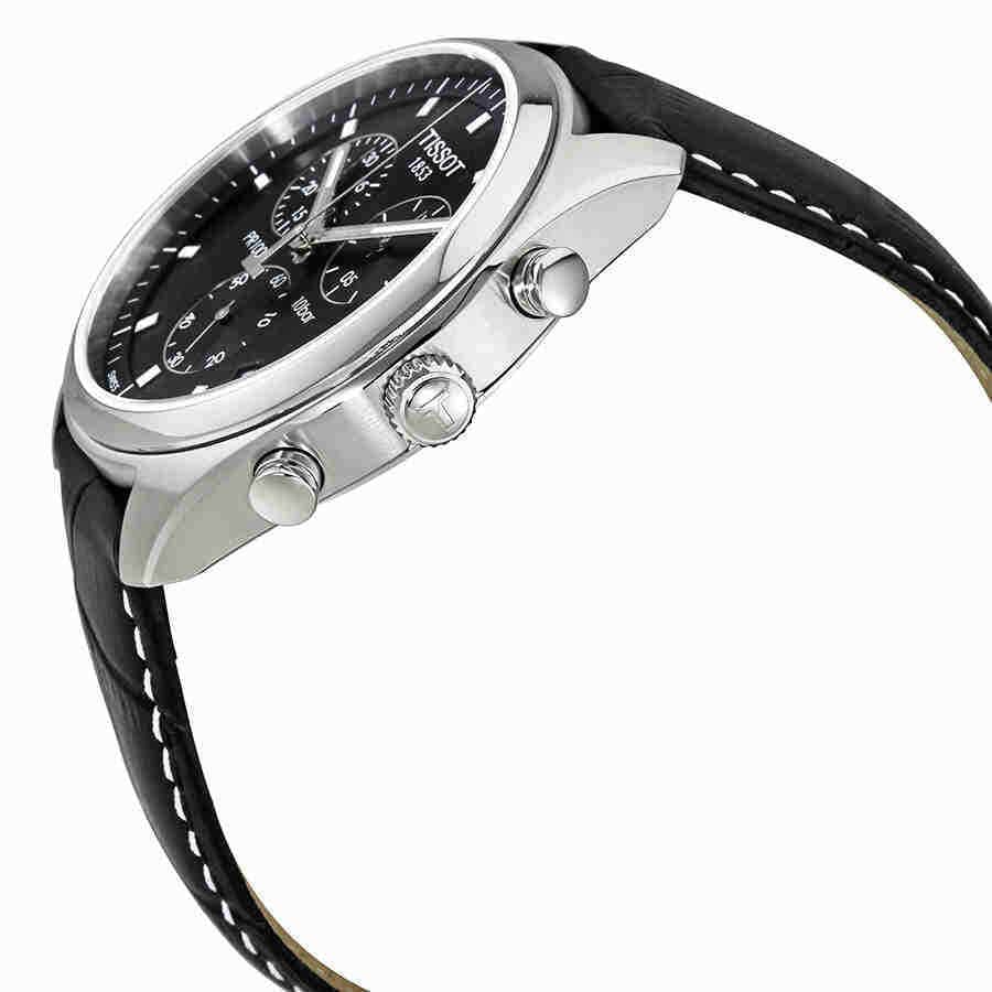 Tissot PR 100 Chronograph Black Dial Black Leather Strap Watch For Men - T101.417.16.051.00