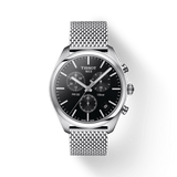 Tissot PR 100 Chronograph Black Dial Silver Mesh Bracelet Watch For Men - T101.417.11.051.01