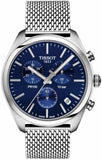 Tissot PR 100 Chronograph Blue Dial Silver Mesh Bracelet Watch for Men - T101.417.11.041.00