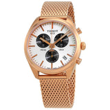 Tissot T Classic PR 100 White Dial Rose Gold Mesh Bracelet Watch For Men - T101.417.33.031.01