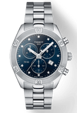 Tissot PR 100 Sport Chic Chronograph Diamonds Blue Dial Silver Steel Strap Watch for Women - T101.917.11.046.00