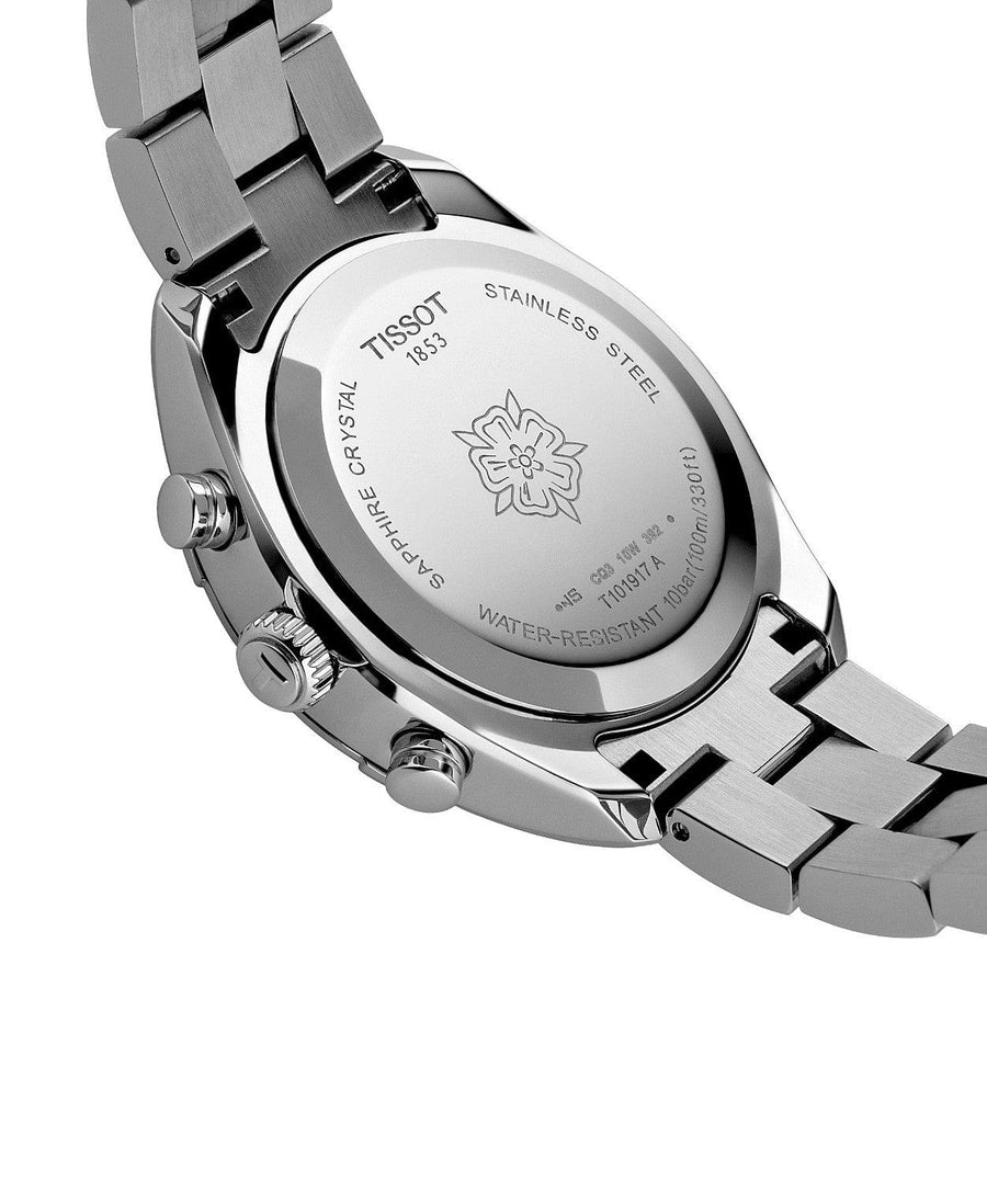 Tissot PR 100 Sport Chic Chronograph Diamonds Mother of Pearl Dial Silver Steel Strap Watch for Women - T101.917.11.116.00