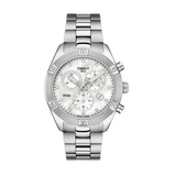 Tissot PR 100 Sport Chic Chronograph Diamonds Mother of Pearl Dial Silver Steel Strap Watch for Women - T101.917.11.116.00