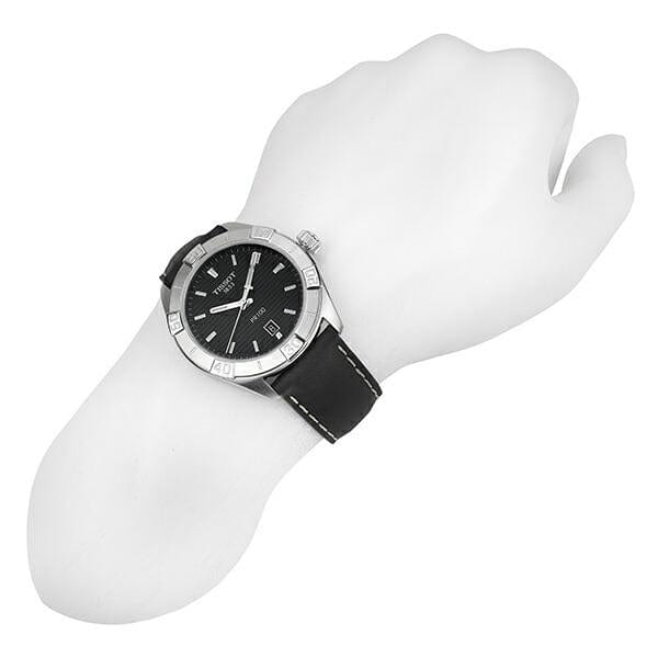 Tissot PR 100 Sport Quartz Black Dial Black Leather Strap Watch For Men - T101.610.16.051.00