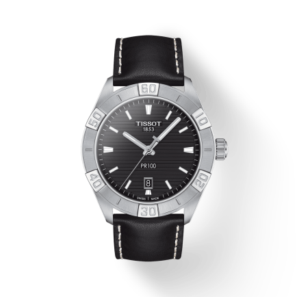 Tissot PR 100 Sport Quartz Black Dial Black Leather Strap Watch For Men - T101.610.16.051.00