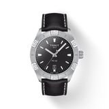 Tissot PR 100 Sport Quartz Black Dial Black Leather Strap Watch For Men - T101.610.16.051.00