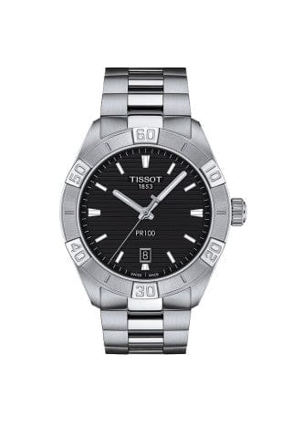 Tissot PR 100 Sport Quartz Black Dial Silver Steel Strap Watch For Men - T101.610.11.051.00