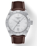 Tissot PR 100 Sport Silver Dial Brown Leather Strap Watch For Men - T101.610.16.031.00
