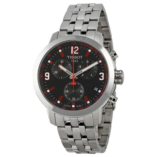 Tissot PRC 200 Asian Games Special Edition Black Dial Silver Steel Strap Watch For Men - T055.417.11.057.01