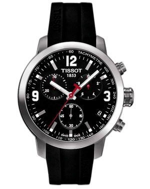 Tissot PRC 200 Chronograph Black Dial Black Rubber Strap Watch for Men - T114.417.17.057.00