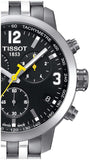 Tissot PRC 200 Chronograph Black Dial Silver Steel Strap Watch For Men - T055.417.11.057.00