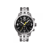 Tissot PRC 200 Chronograph Black Dial Silver Steel Strap Watch For Men - T055.417.11.057.00