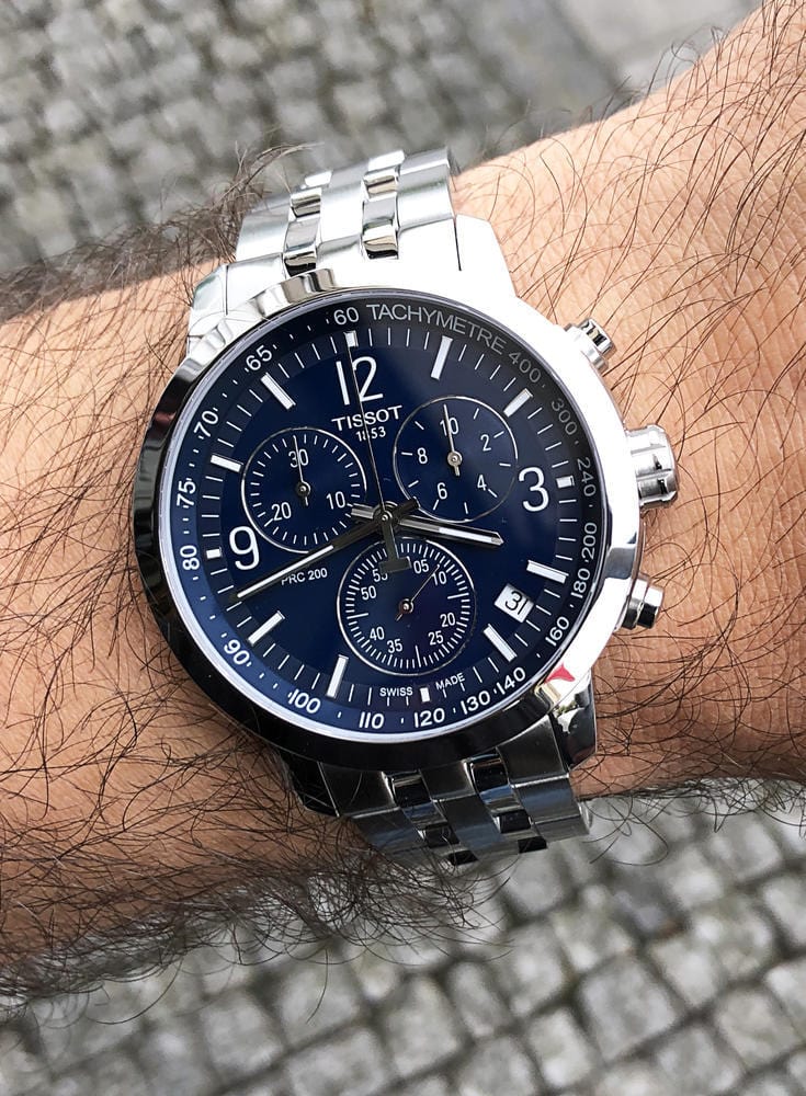Tissot PRC 200 Chronograph Quartz Blue Dial Silver Steel Strap Watch For Men - T114.417.11.047.00