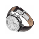 Tissot PRC 200 Chronograph Silver Dial Brown Leather Strap Watch For Men - T055.417.16.037.00
