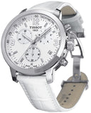Tissot PRC 200 Chronograph White Dial White Leather Strap Watch For Men - T055.417.16.017.00