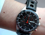 Tissot PRS 516 Chronograph Black Dial Black Leather Strap Watch For Men - T100.417.16.051.00